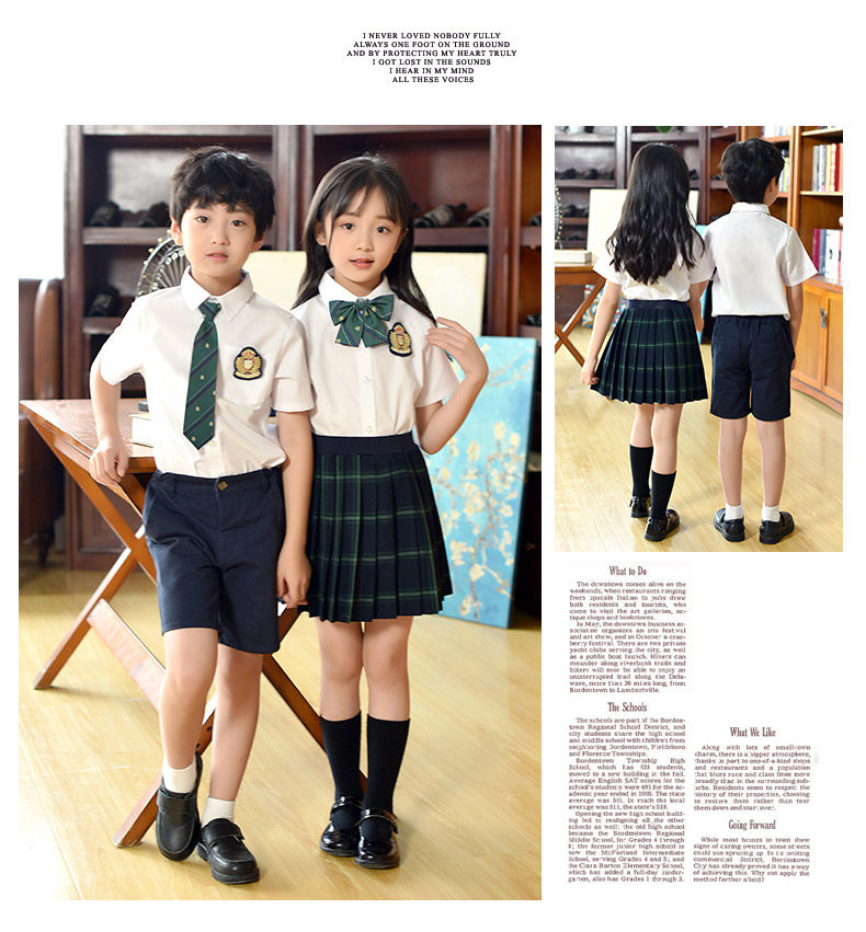 товар из китая 2025新款夏季短袖中小学生校服套装男女童装学院风班服幼儿园园服 Curly hair