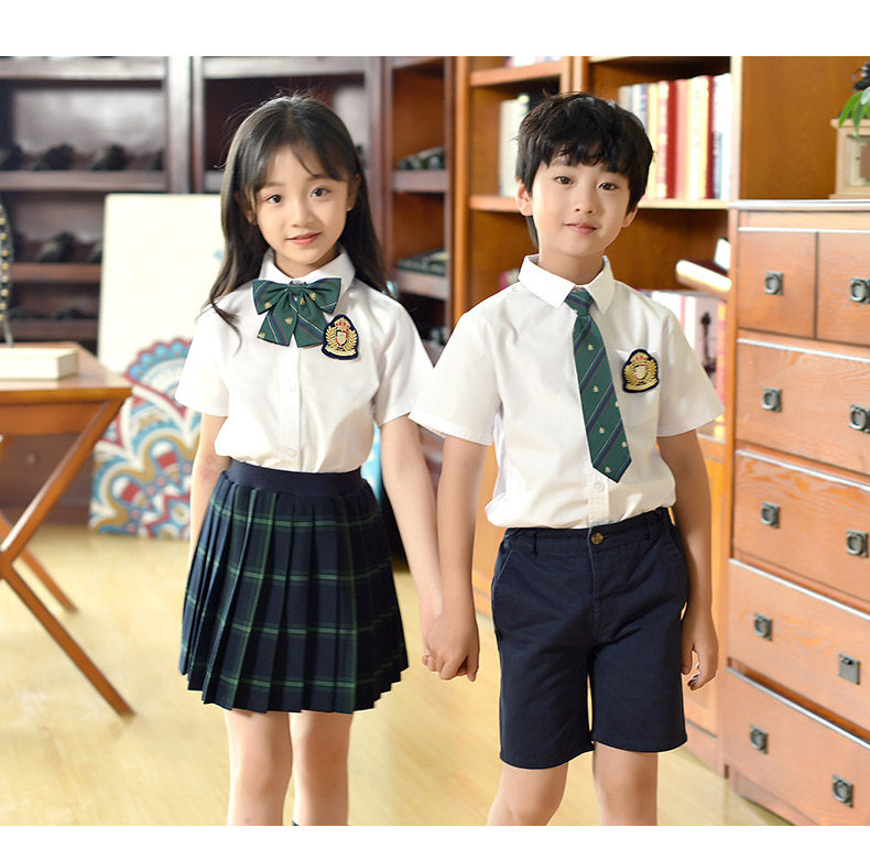 товар из китая 2025新款夏季短袖中小学生校服套装男女童装学院风班服幼儿园园服 Curly hair