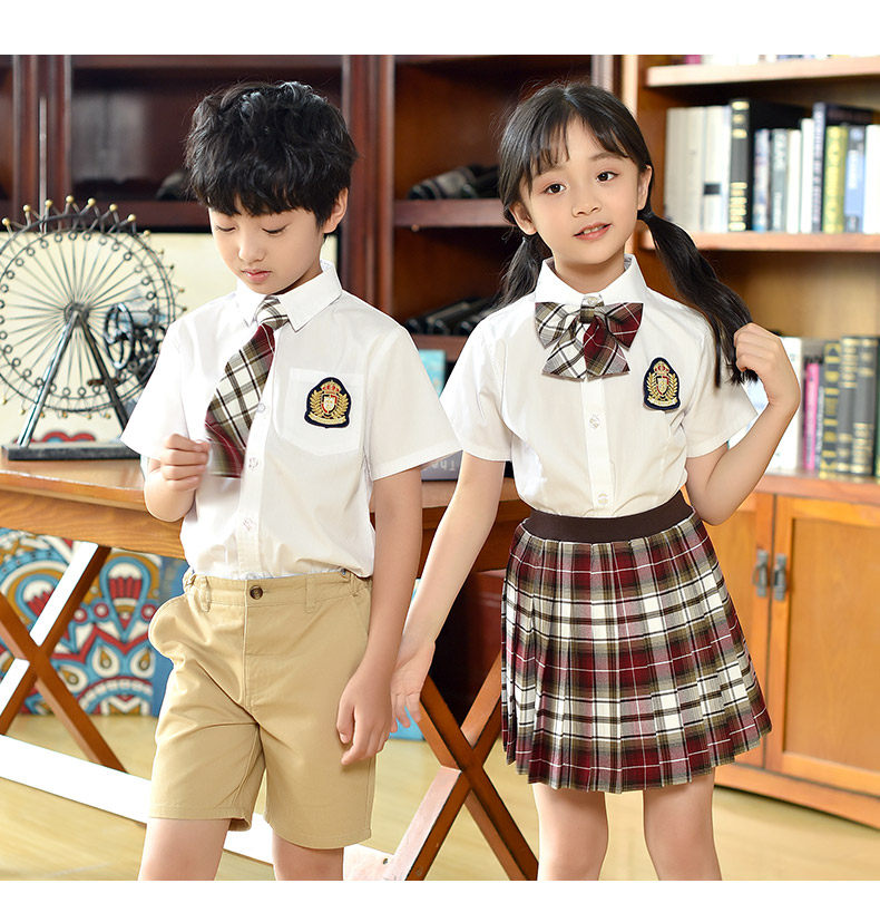 товар из китая 2025新款夏季短袖中小学生校服套装男女童装学院风班服幼儿园园服 Curly hair