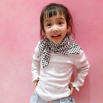 Childrens scarf Spring and Autumn Thin Baby Little Square Scarf Female Parent-child Silk Scarf Silk Mulberry Silk White Background Polka Dot Korean Version Tide