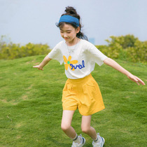 Girls' Summer Rits 2022 New Korean Edition Children's Thin Clothes Children Adolescents Two Short Sleeves in Summer Sleeves