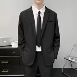 Мужской черный комплект, костюм для отдыха, штаны, пиджак классического кроя, большой размер