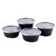 Round thickened 1000ML disposable fast food packaging box ອາຫານທ່ຽງ porridge soup bowl black plastic takeaway lunch box with lid