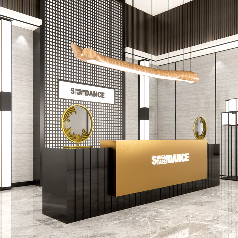 Simple modern cash register clothing store shop commercial counter stainless steel bar table company hotel light luxury front desk