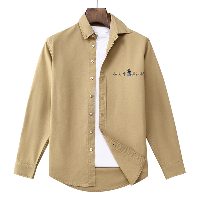 Authentic Rl Ralph Lauren Logo High-End Pure Cotton Long-Sleeve Shirt for Men, Spring and Autumn Casual Oxford Shirt