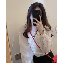 Spot] missqiuqiu autumn home homemade (slightly sweet water Jade) oeni sister lace short shirt top