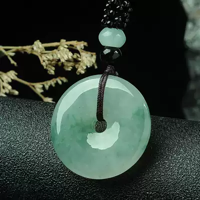 Emerald peace buckle pendant men and women ice waxy species floating flower nostalgic peace buckle jade pendant