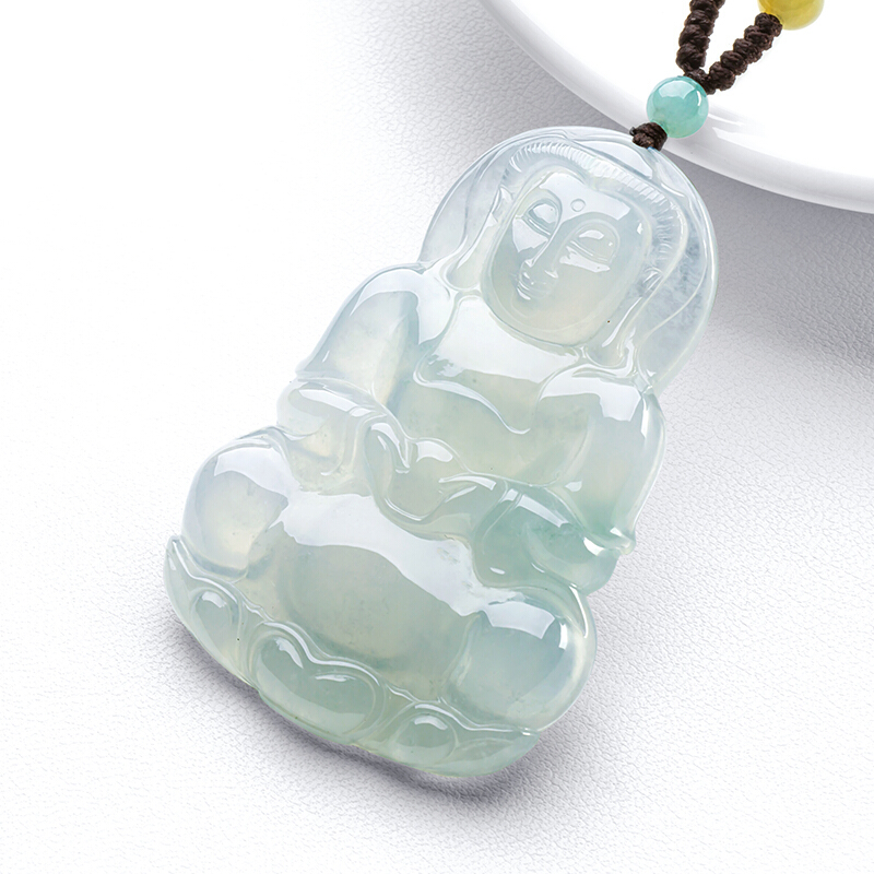 Myanmar Emerald Ice Seed Light Green Jade Guanyin Pendant Male bodhisattva jade pendant jade pendant light green