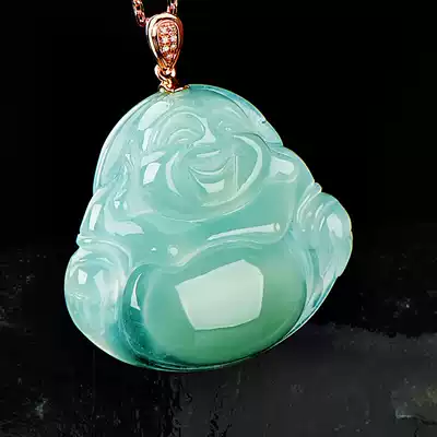Jade Jade Buddha pendant female ice waxy Buddha male Jade pendant Laughing Buddha Jade Maitreya Buddha Clavicle chain pendant