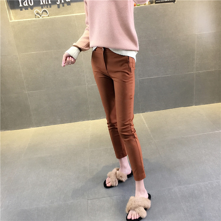 Quần nữ mùa hè phiên bản Hàn Quốc tự canh tự nhiên là quần lửng chín rộng phù hợp với quần chân quần công sở giản dị quần Han Chun - Khởi động cắt quần túi hộp nữ