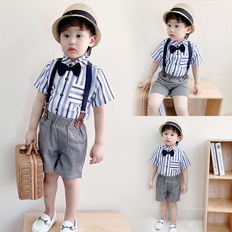 Boys suit suit British style summer new baby holding baby bag pants three-piece children's flower girl birthday dress