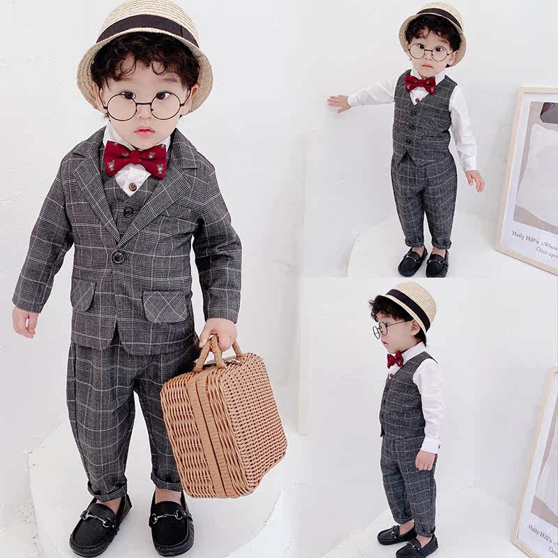 Flower Boy Boy Gown Suit age Baby Child handsome Suit Wedding Birthday Plaid West Suit Inglust
