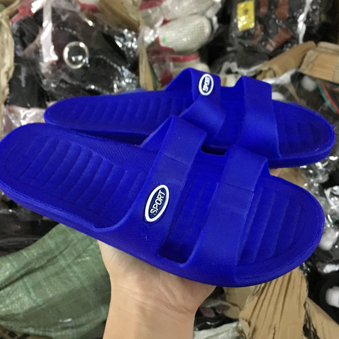 Good and Lady Pure Gum Jelly Flat with bottom Slip Home Classic Old Style One Old Age Dép và Dép dép quai hậu nữ