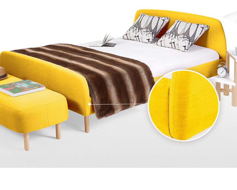 Mới 1,2 m 1,5 m giường Bắc Âu hiện đại nhỏ gọn kiểu Nhật master bedroom căn hộ nhỏ vải đúp 1.8m giường - Giường giường ngủ gỗ xoan đào