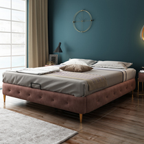 Light luxury modern bed without bedside simple ins style backless fabric bed frame Nordic technology cloth tatami bed