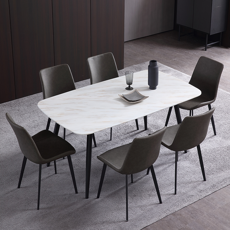 Nordic marble dining table and chairs combined light extravagant modern minimalist rectangular home dining table small family dining room with four chairs