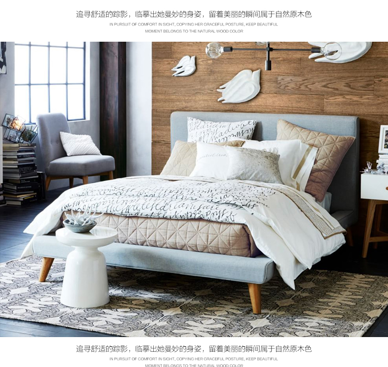 Nordic ký hợp đồng 1,5 m giường đôi vải túi kiểu Nhật hiện đại tatami rửa vải mềm cotton giường 1,8 m - Giường giường đôi