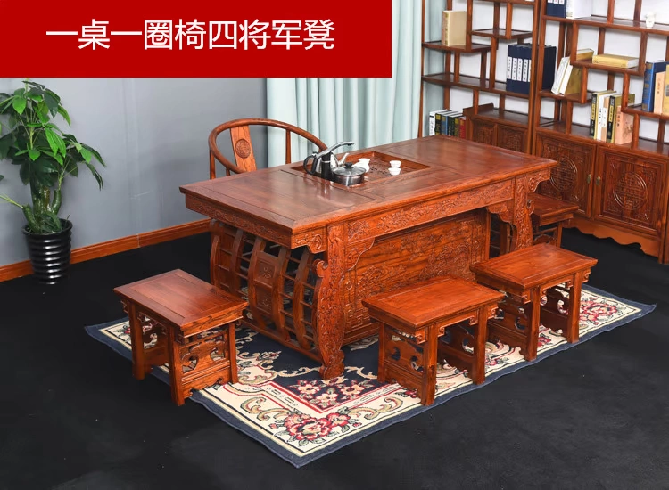 Nho General Taiwan Kung Fu Bàn trà Bàn trà Gỗ rắn Bàn cà phê Đồ nội thất cổ Warring States Tea Table Elm - Bàn / Bàn mặt bàn gỗ