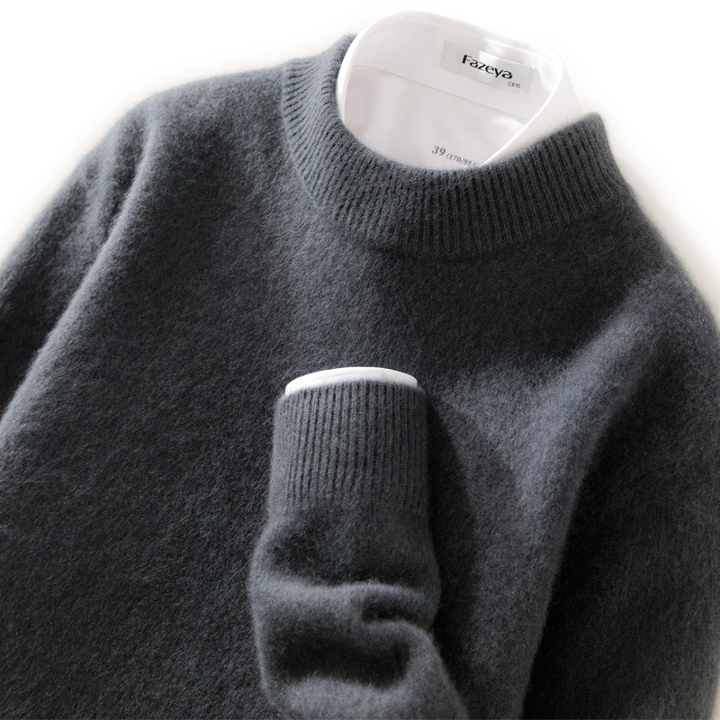 New Autumn and Winter Thickened Half-High Collar Pure Cashmere Sweater for Men, Loose Pullover Knitted Base Layer, Warm Men's Sweater