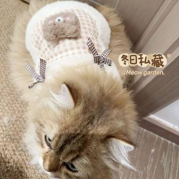 Cat clothes cute pocket bear autumn and winter warm vest ragdoll cat gold gradient blue cat kitten pet clothing