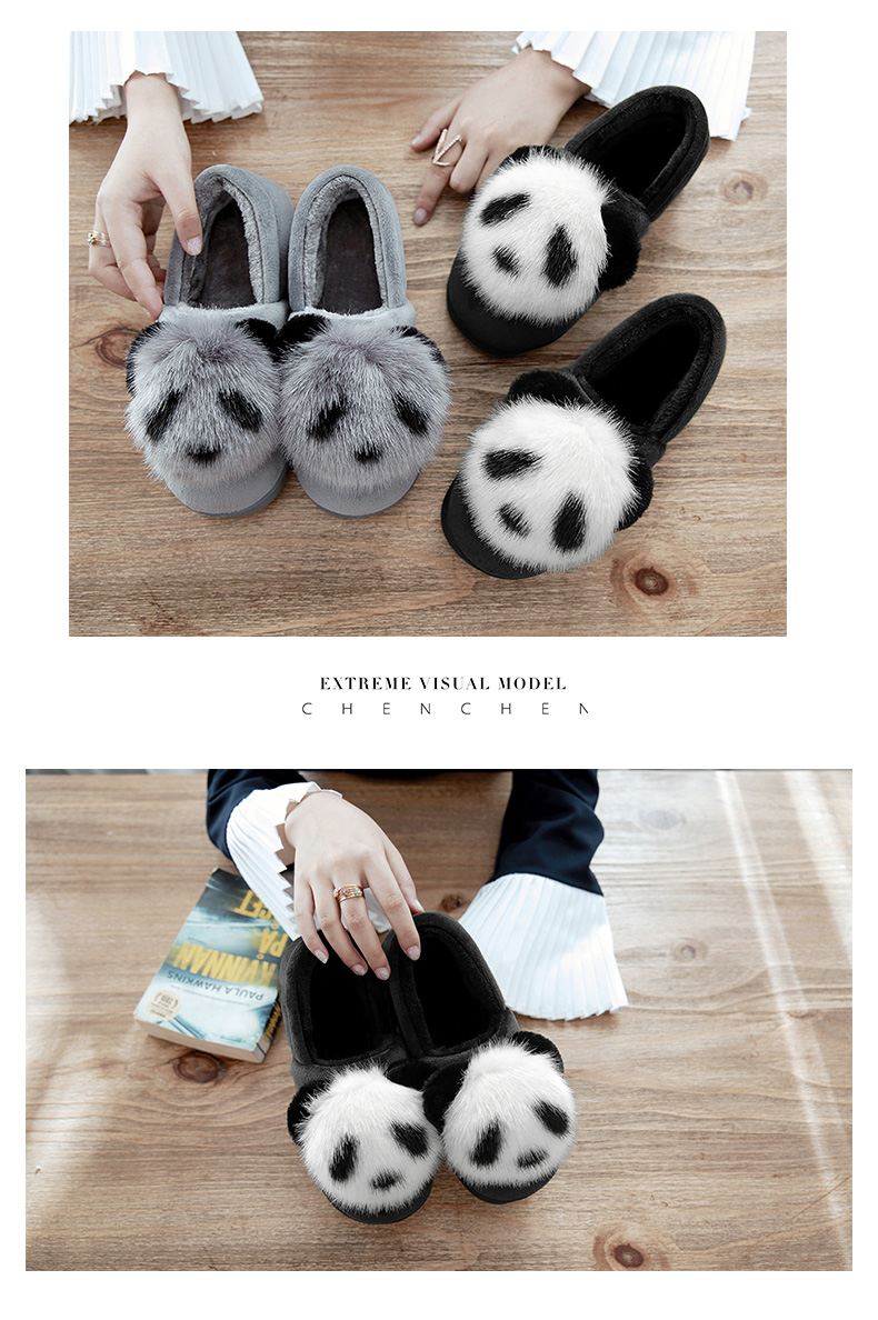 Dép cotton mùa đông trong nhà có đế dày trong nhà với giày tháng dễ thương không trơn trượt cộng với giày cotton mịn dép lông mang ở nhà
