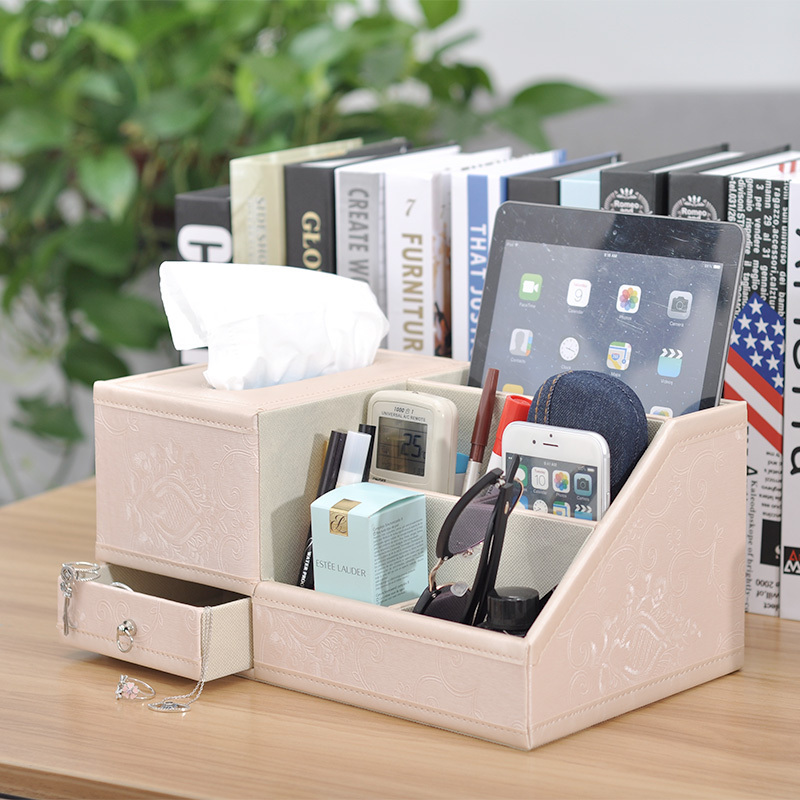 Lijan Creative Leather Tissue Box Au Style Toilet Paper Box Multifunction Living-room Desktop Tea Table Remote Control Containing Box