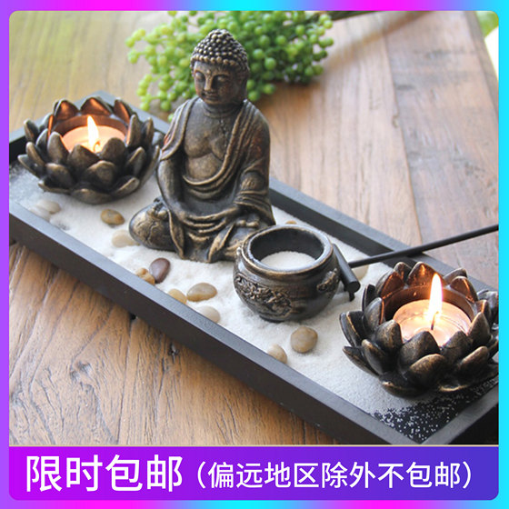 Spa beauty salon Zen Buddha statue incense insert aromatherapy furnace candlestick incense seat aromatherapy living room coffee table ornaments decorative incense burner