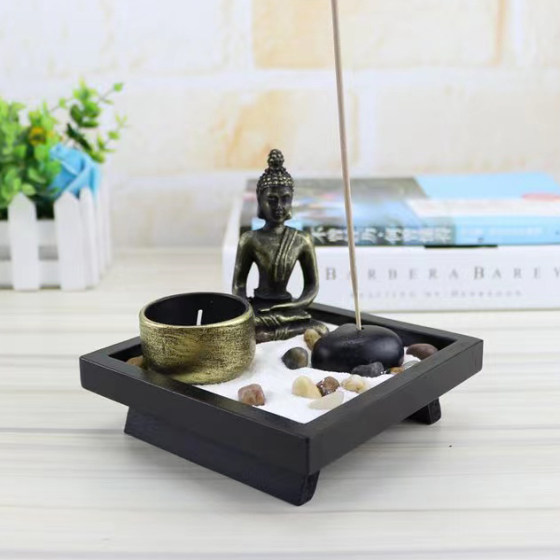 Spa beauty salon Zen Buddha statue incense insert aromatherapy furnace candlestick incense seat aromatherapy living room coffee table ornaments decorative incense burner