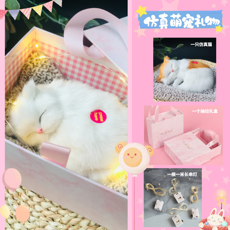 Little girl birthday gift exquisite gift box simulation cat creative decoration cute doll plush toy jewelry