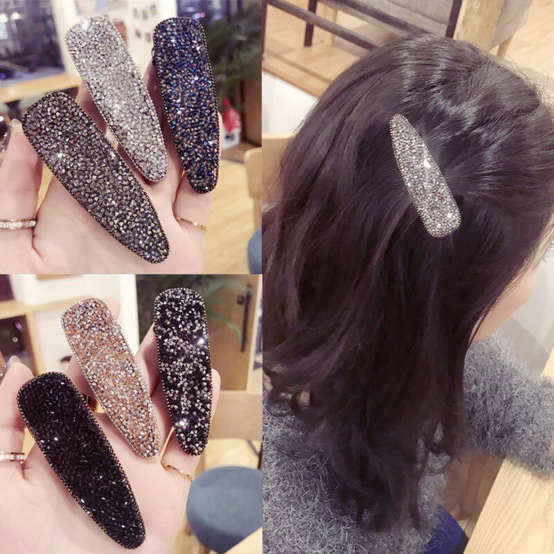 Korean high-end water droplets super flash simple full drill rhinestones metal bangs duckbill hairpin hairpin Korean version hair accessories female