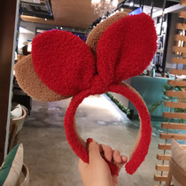 Lin Zhiling with the same style hair stirrup and lamb hair large rabbit ears plush head hoop Korean version headwear mesh red hair clip cartoon card
