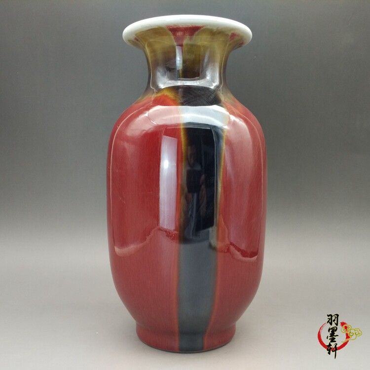 China Cultural Revolution porcelain Jingdezhen Jianguo Town Jianguo Porcelain Factory Goods Lang Red Glaze Three Yang Kaitai Winter Melon Bottle Ancient Play Antique Ceramic Ware-Taobao