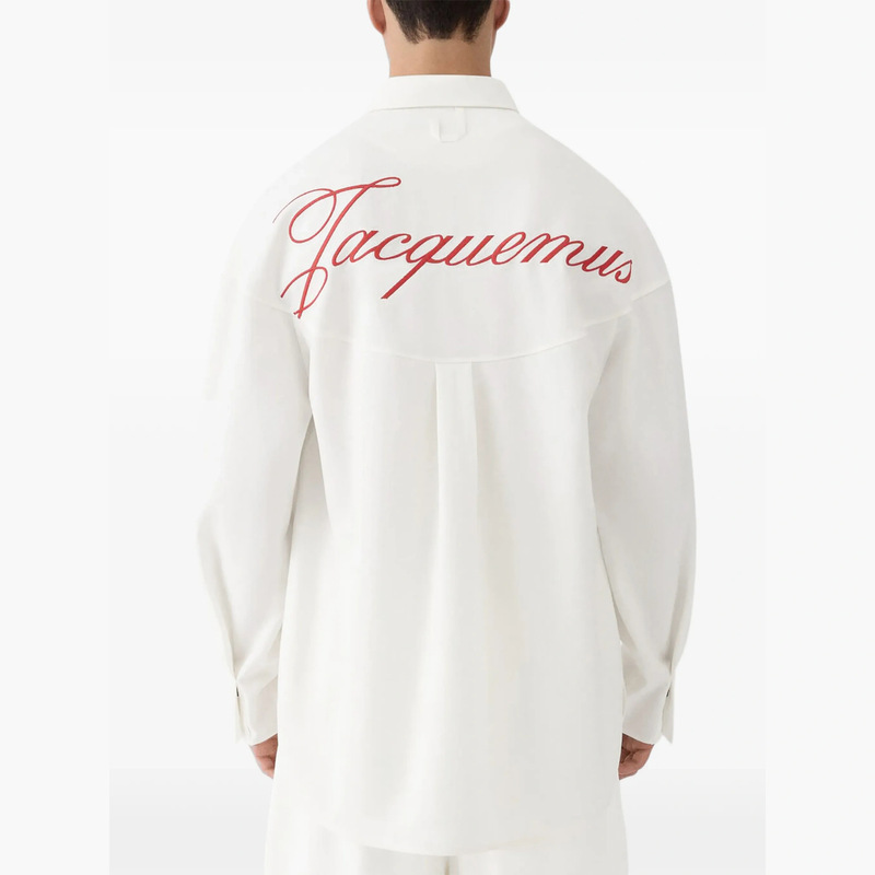 Jacquemus 2026 Summer New Minimalist White Shirt with Logo Embroidery, Loose Fit, Unisex Top