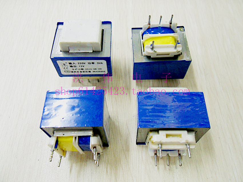 Manufacturer all-copper AC 3W12V3VA12V10x18 5-pin horizontal circuit board EI type power transformer 12V