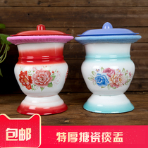 Send cover thickened enamel spittoon Childrens spittoon toilet with cover Enamel spittoon toilet night bucket red wedding