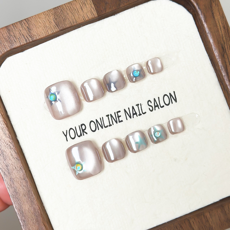 2026 New Style Toenails, Handmade Wearable Nails, Summer Ice-Clear Korean Style, Everyday Versatile Whitening Patches 1207