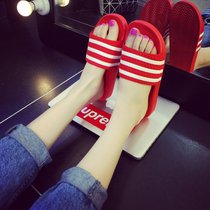 Couple summer slippers thick bottom personality stripe plastic indoor cool drag non-slip lazy red men and women