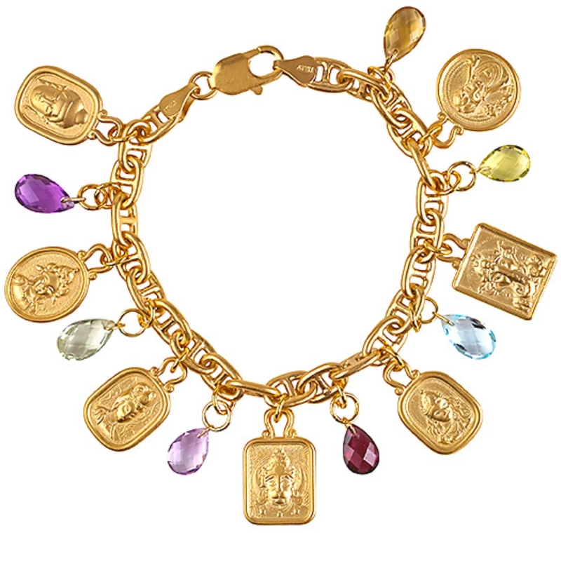 Imported Saraswati Lakshmi Ganesh Indian Crystal Bracelet Gold-Plated