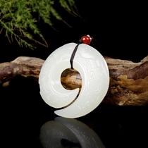 Natural Xinjiang Hetian Jade White Jade time running pendant men and women jade pendant transfer necklace Jade padded Jade Pendant