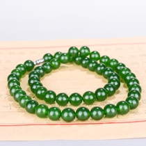 Natural Hetian jade stone spinach green Hetian Jasper necklace 10MM mens and women round beads