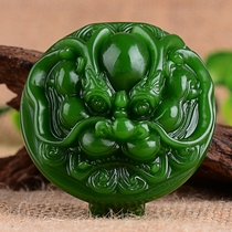Natural Hetian Jade Jasper faucet belt buckle mens money evil dragon walking world Jade waist buckle waist pendant