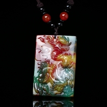 Hetian jade color jade zodiac Dragon pendant mens domineering gold silk jade dragon brand Jade Dragon Jade Dragon men and women jade pendant