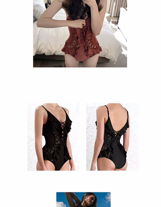 Áo tắm nữ bong bóng mùa xuân nóng bỏng bikini ren ngực nhỏ thu thập trống rỗng bảo thủ che bụng giảm béo áo tắm một mảnh - Bikinis