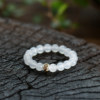 Natural Hetian jade white jade round beads millet beads ring ring white loose beads jade design for men and women with certificates