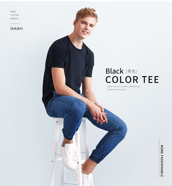 Benny Road nam chính hãng mùa hè màu rắn tay ngắn cổ tròn cotton ngắn tay áo thun 880 22215 88502215 áo phông nam