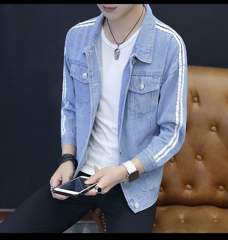 Áo khoác denim mùa xuân nam phiên bản Hàn Quốc của đồng phục bóng chày tự canh mùa xuân áo khoác nam denim quần áo mỏng phần mùa xuân và mùa thu áo rét nam