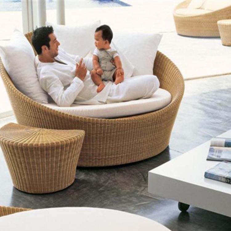 Outdoor furniture leisure villa pool garden balcony shoot round lounge chair lying bed combination lazy vine sofa