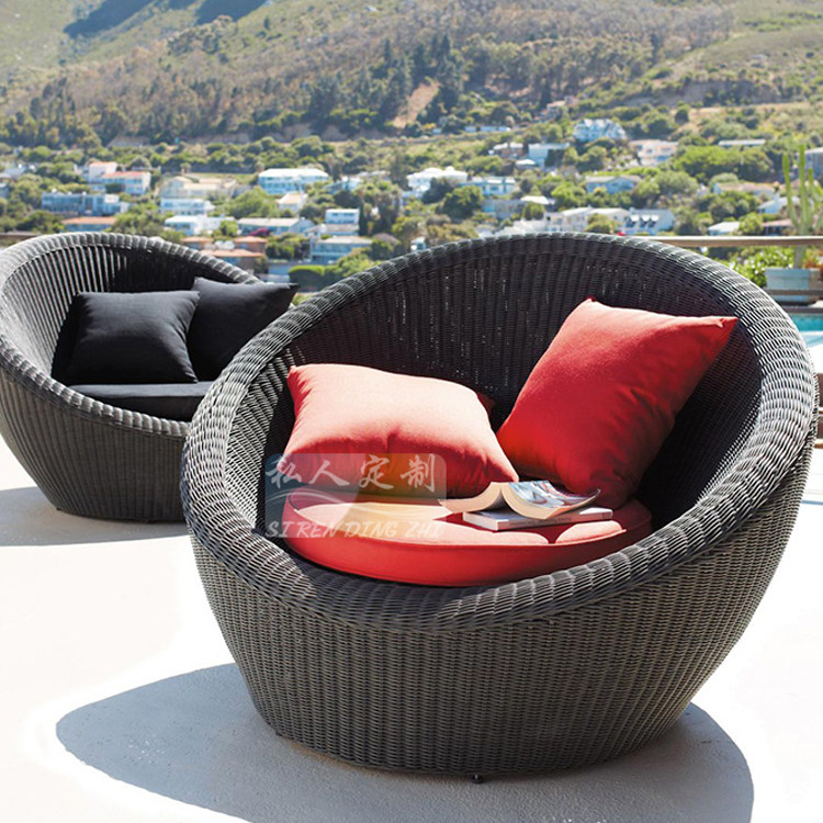 Outdoor Villa Garden Balcony Single Small Sofa Swimming Pool Round Bed Courtyard Lunch Break Leisure Lazy Lounge Chair
