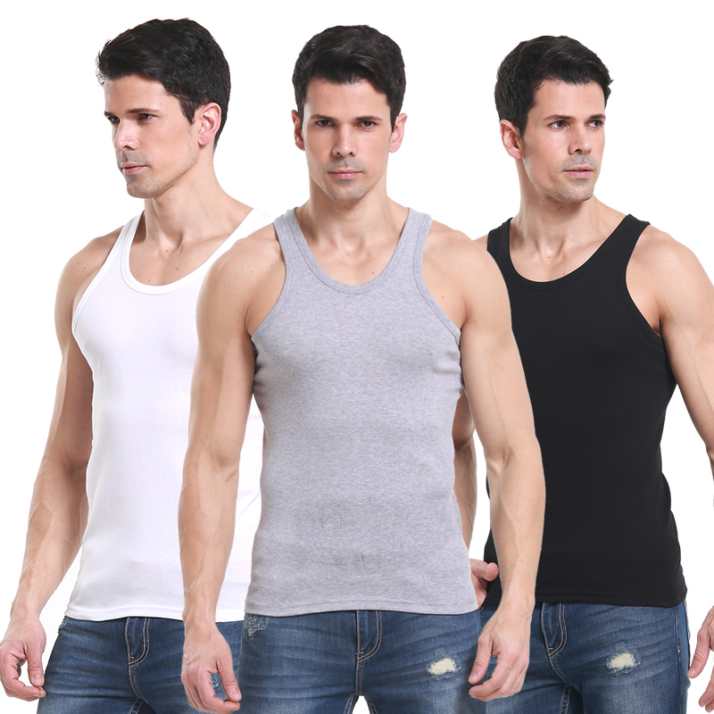 Men's Korean edition of mens vest mens tide summer comb cotton tight sports bottom cotton man bottom vest