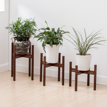 Nordic wood floor flower stand Living room balcony Nanzhu Japanese-style simple log cross flower pot base bracket flower stand